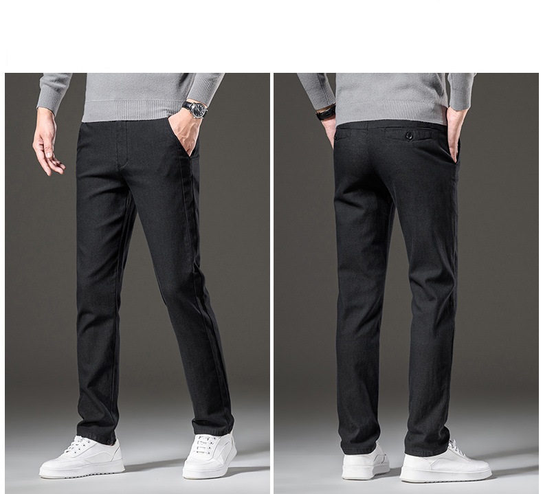 Pure cotton loose straight leg casual pants men's stretch high waist comfortable breathable pants