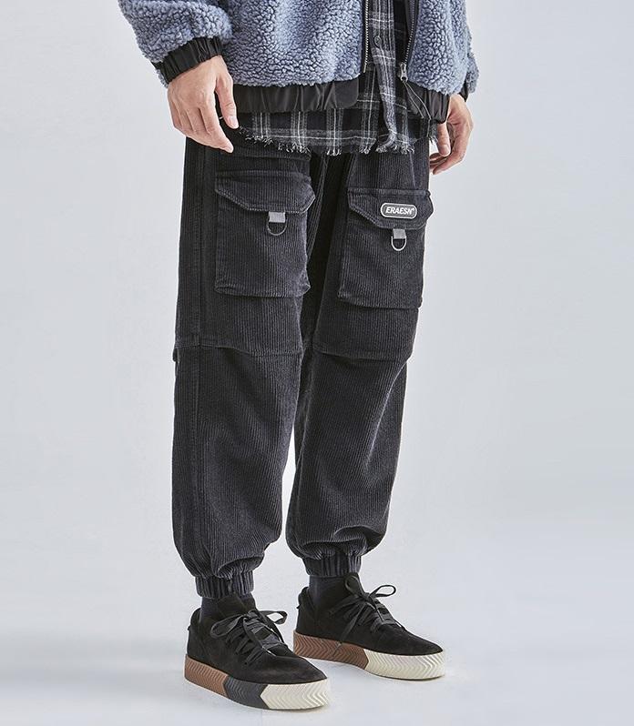 Overalls winter new corduroy trousers mens fried wash casual pants men