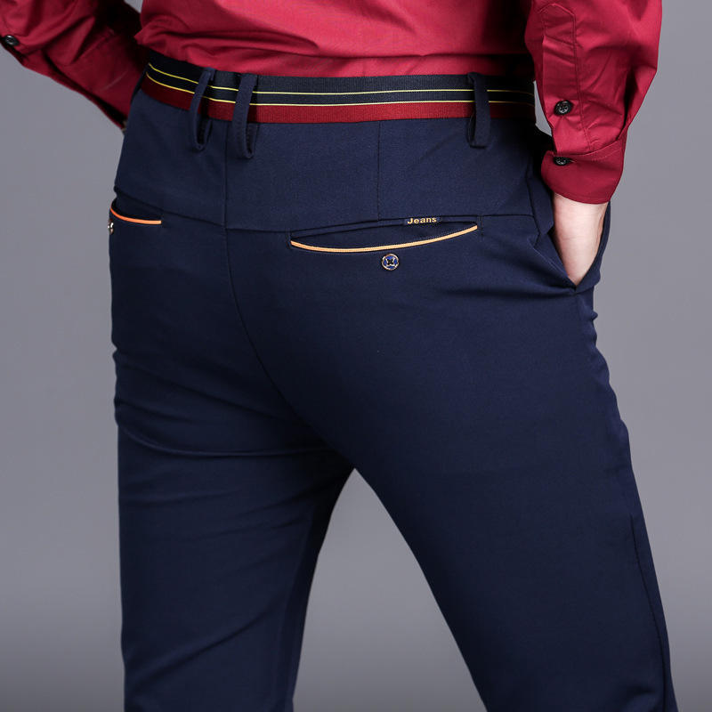 Men's Business Elastic Casual Trousers British Men's Non-iron Four-sided Stretch Trousers