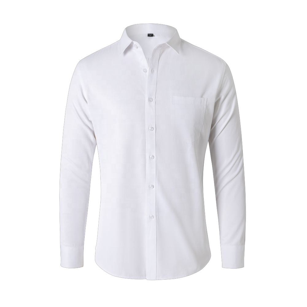 Quality Men's Solid Color Long-sleeved Men's Shirt Black Business Casual New Fashionable Yellow Shirt Wear